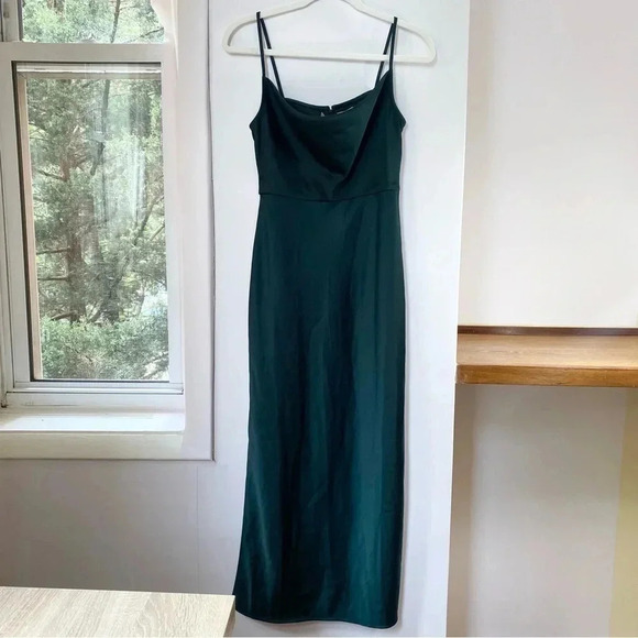 NWT Anthropologie Sachin Babi Cali Satin Cowl Neck Slip Dress Emerald Green - Picture 5 of 11